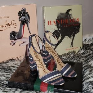 ON SALE 👠 Sam Edelman denim red white blue heels